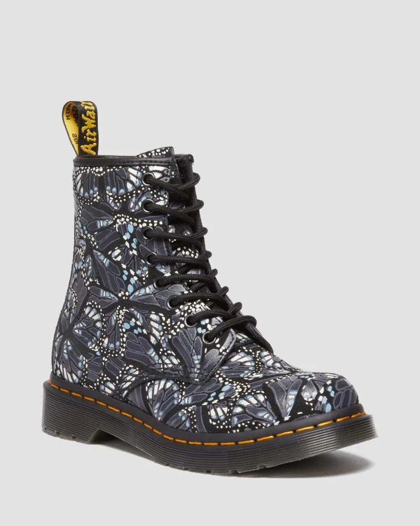 Dr. Martens 1460 Womens Eye Boots Grey Butterfly Print Suede
