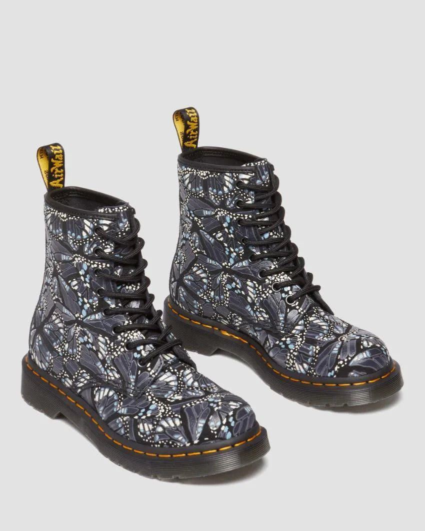 Dr. Martens 1460 Womens Eye Boots Grey Butterfly Print Suede