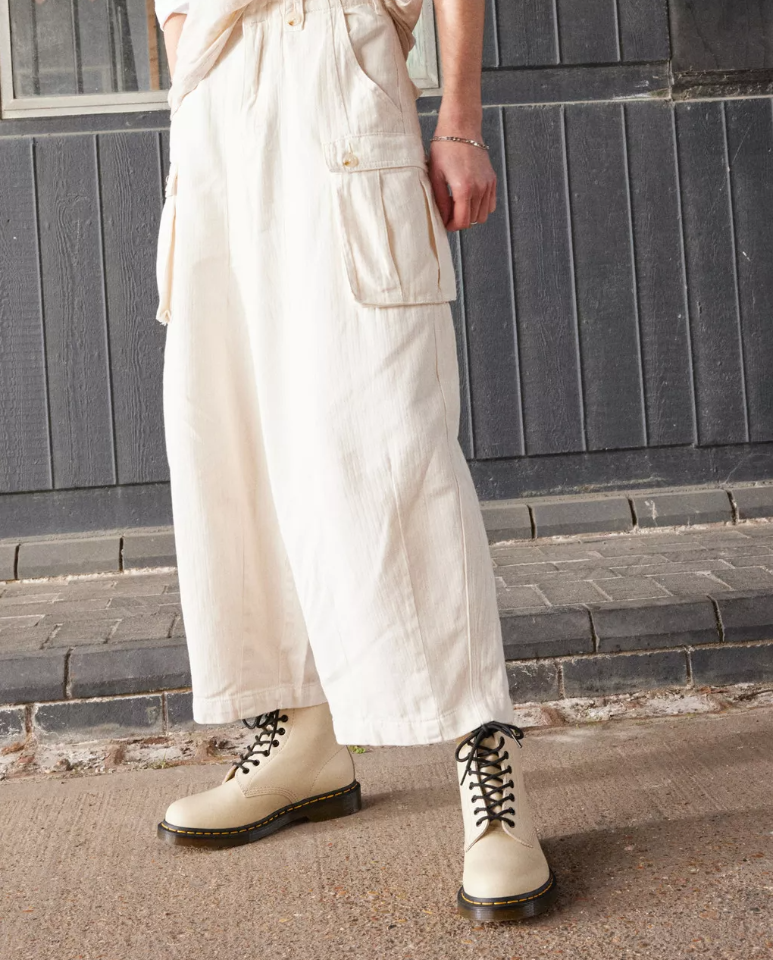 Dr. Martens 1460 Smooth Leather Lace Up Boots in Parchment Beige
